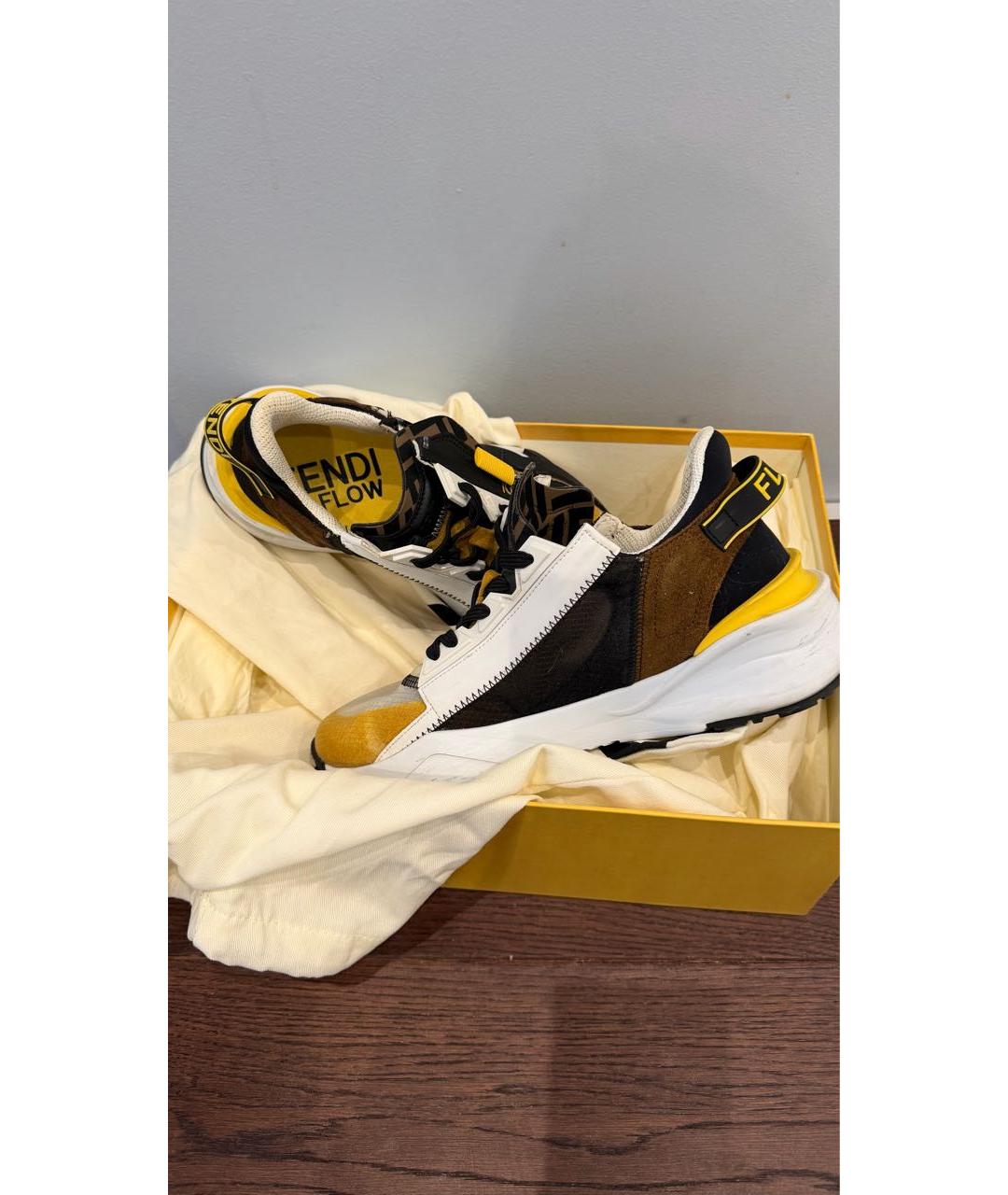 FENDI Желтые замшевые кроссовки, фото 6