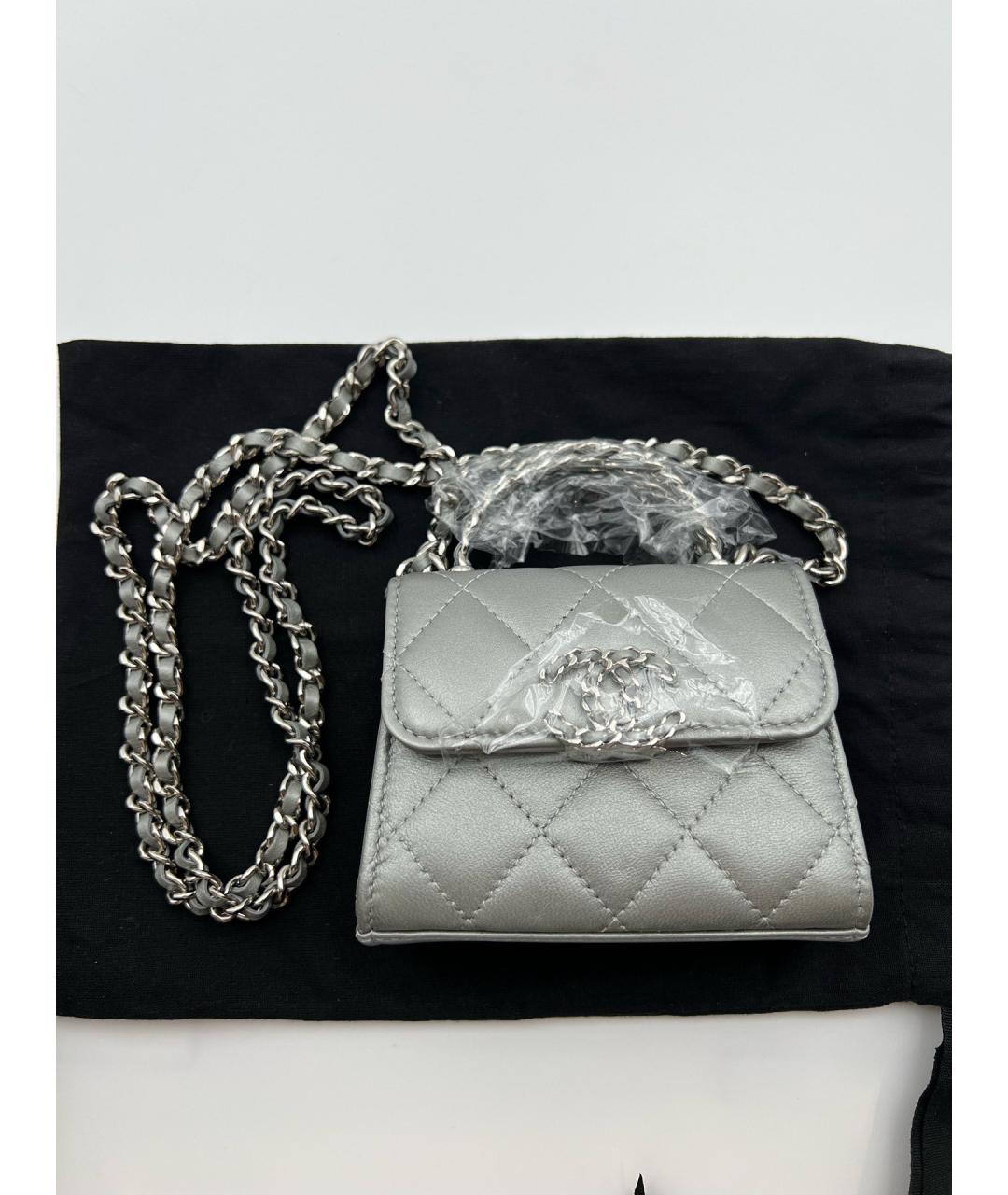 CHANEL Серая кожаная сумка через плечо, фото 2
