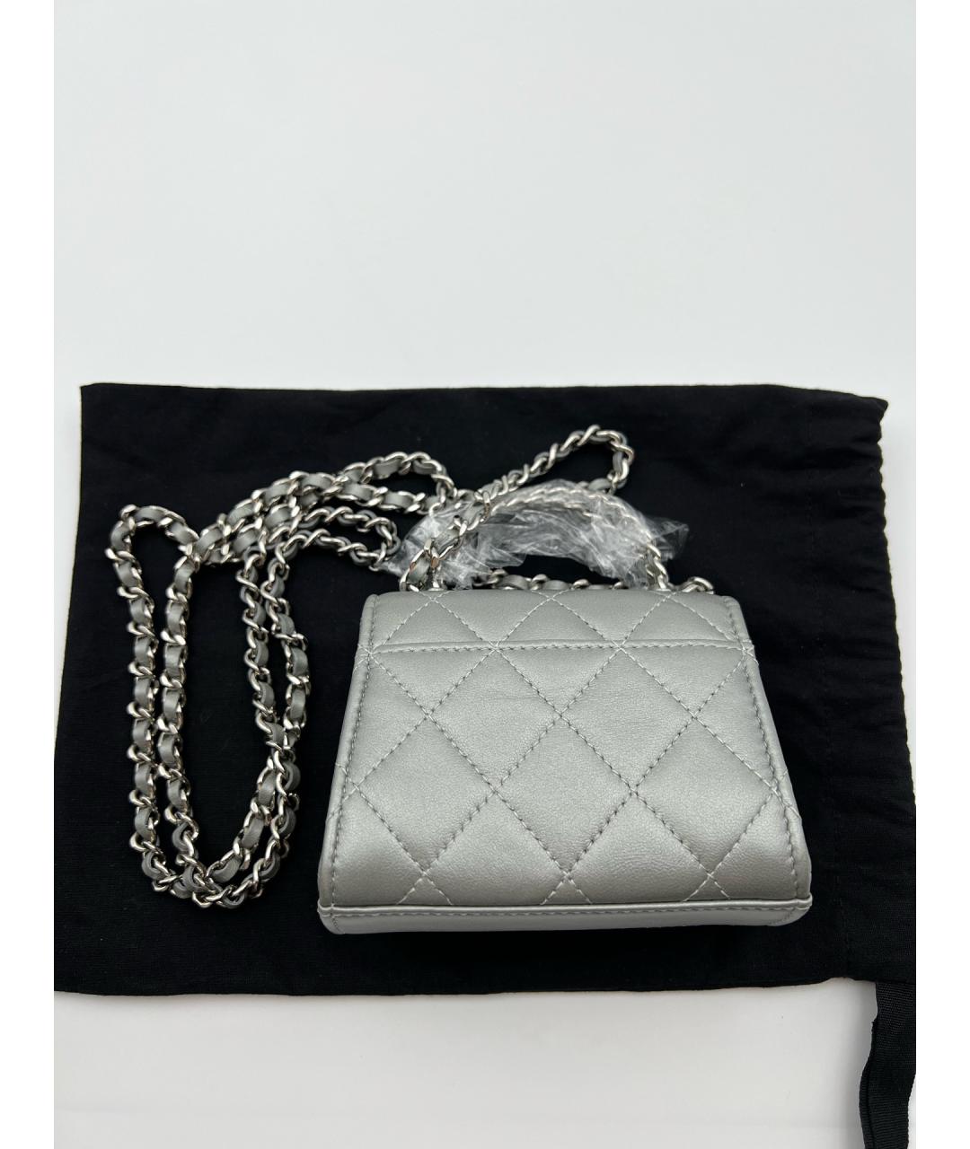 CHANEL Серая кожаная сумка через плечо, фото 3