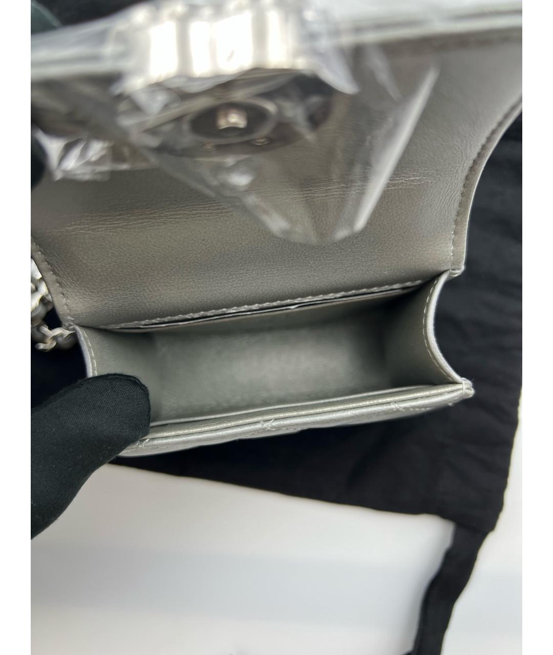 CHANEL Серая кожаная сумка через плечо, фото 8