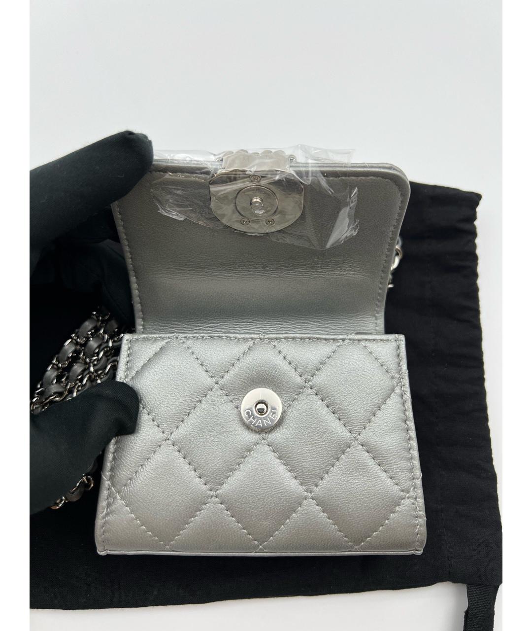 CHANEL Серая кожаная сумка через плечо, фото 7