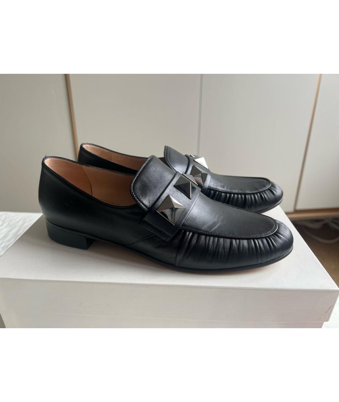 VALENTINO Черные кожаные лоферы, фото 7