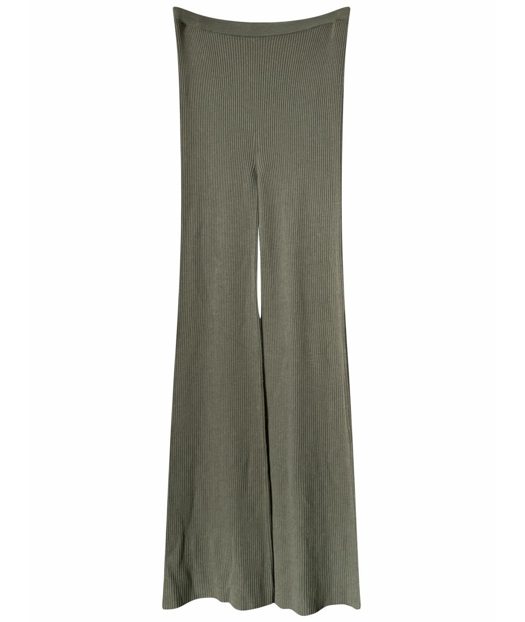 RICK OWENS Зеленые хлопковые прямые брюки, фото 1