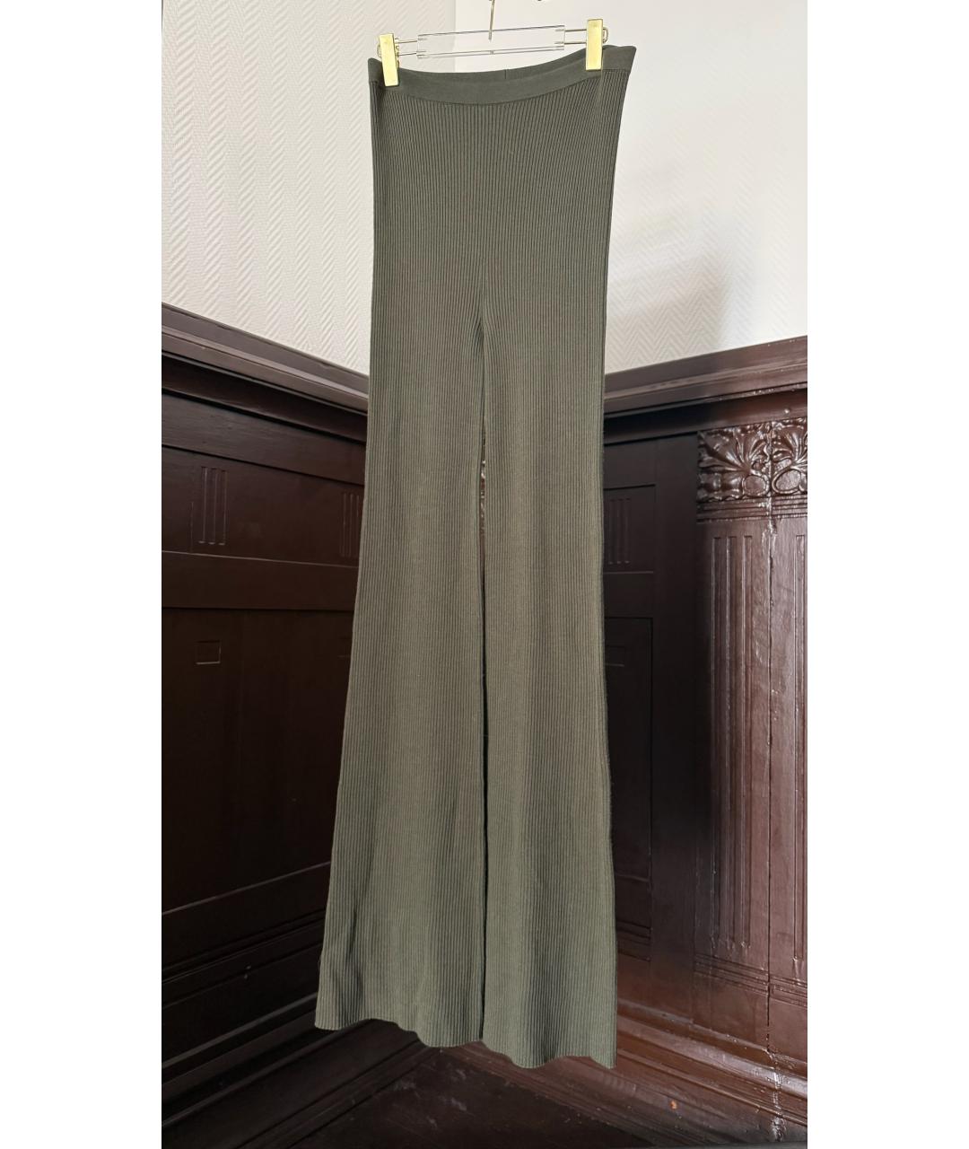 RICK OWENS Зеленые хлопковые прямые брюки, фото 7