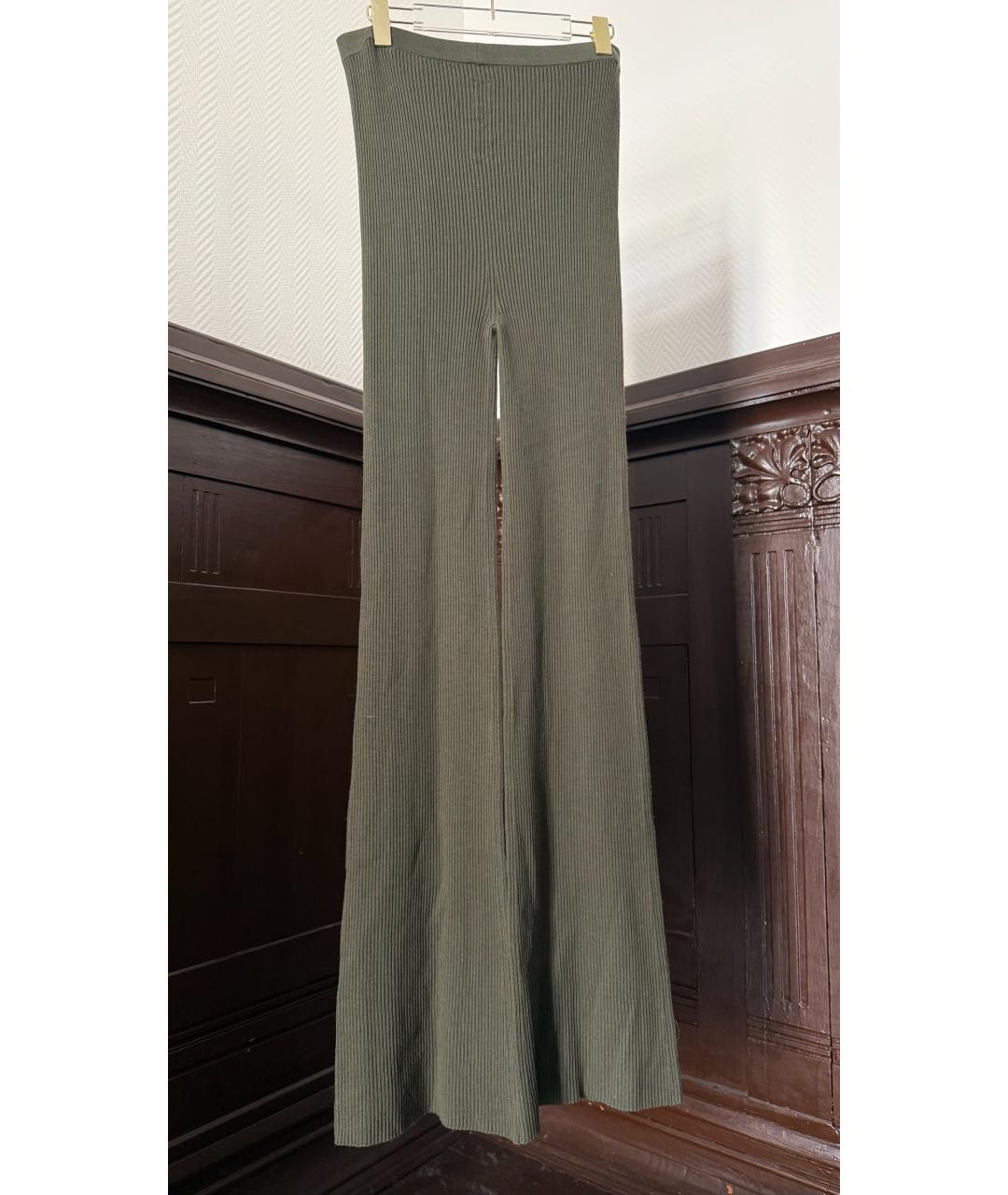 RICK OWENS Зеленые хлопковые прямые брюки, фото 2