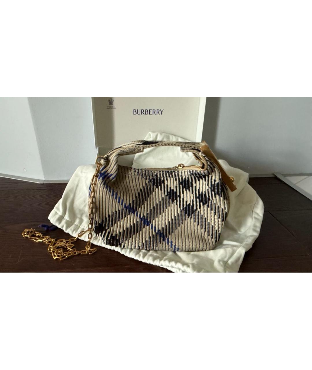 BURBERRY Серая тканевая сумка с короткими ручками, фото 6