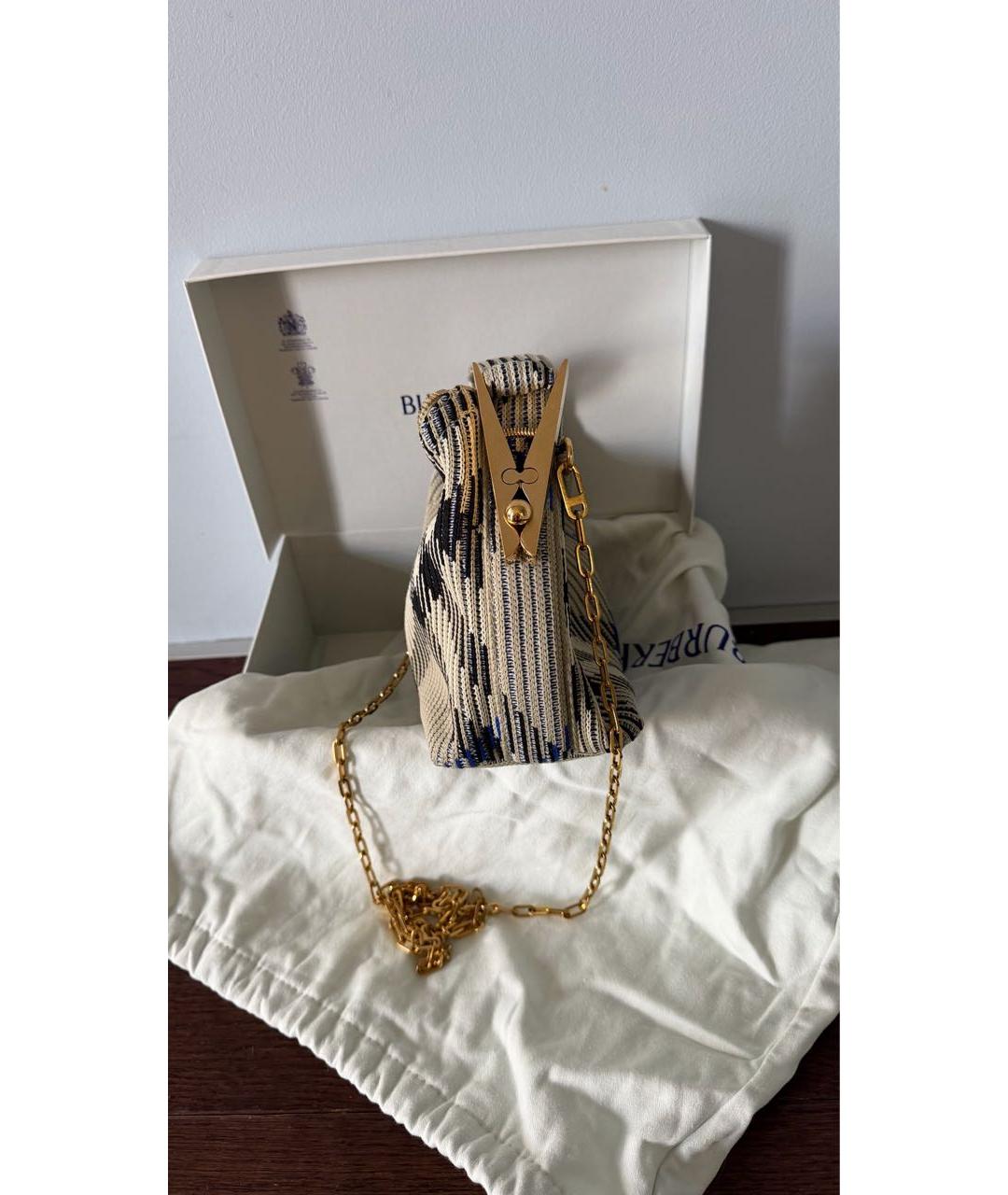 BURBERRY Серая тканевая сумка с короткими ручками, фото 5