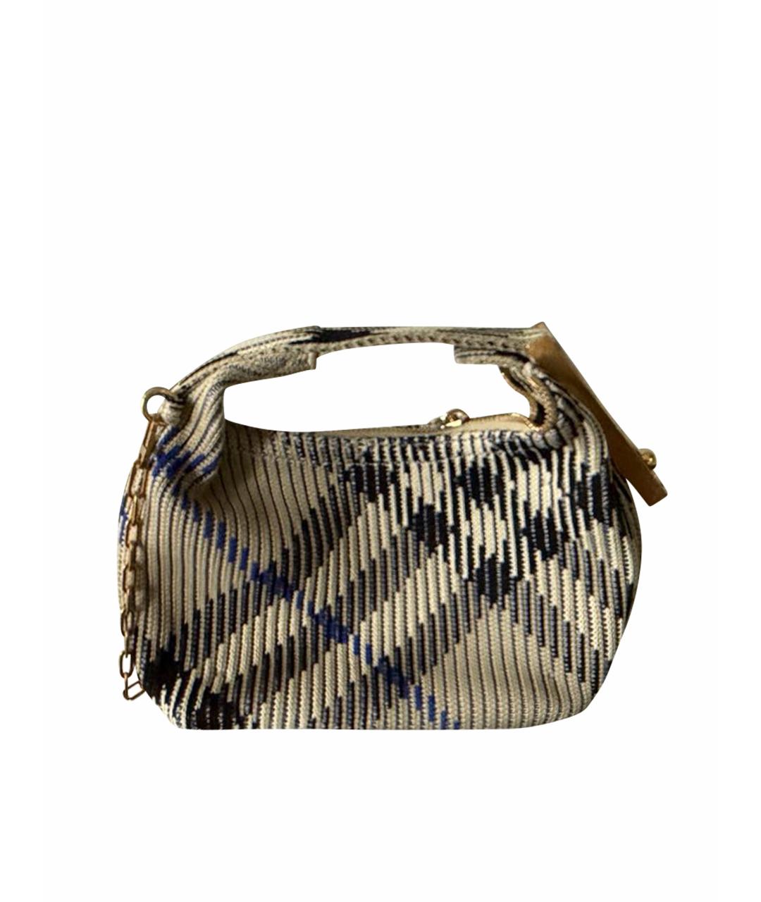 BURBERRY Серая тканевая сумка с короткими ручками, фото 1