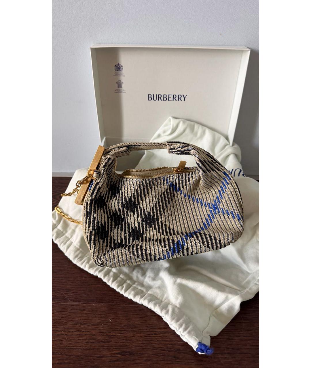 BURBERRY Серая тканевая сумка с короткими ручками, фото 3