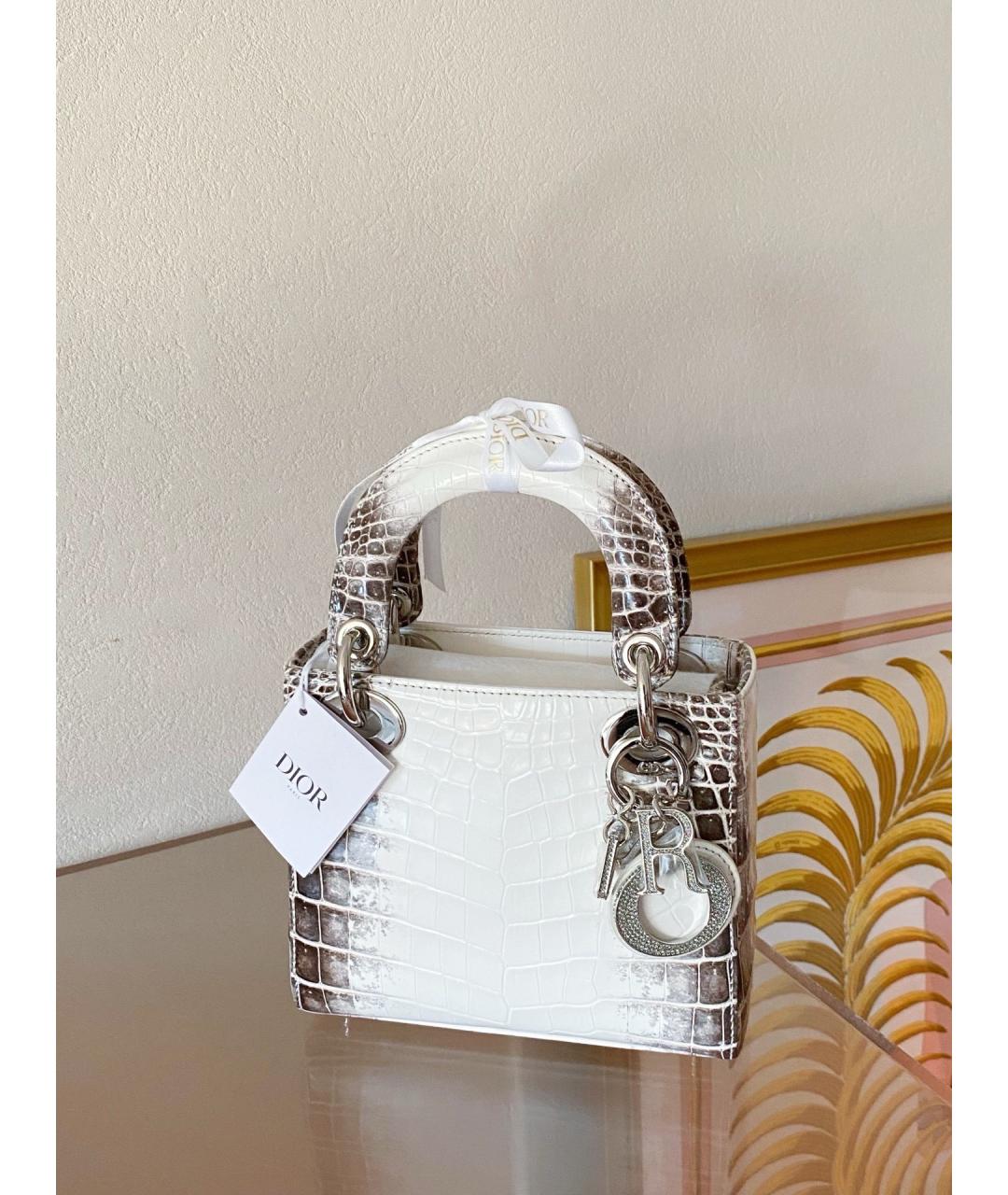 CHRISTIAN DIOR Белая сумка с короткими ручками из экзотической кожи, фото 3
