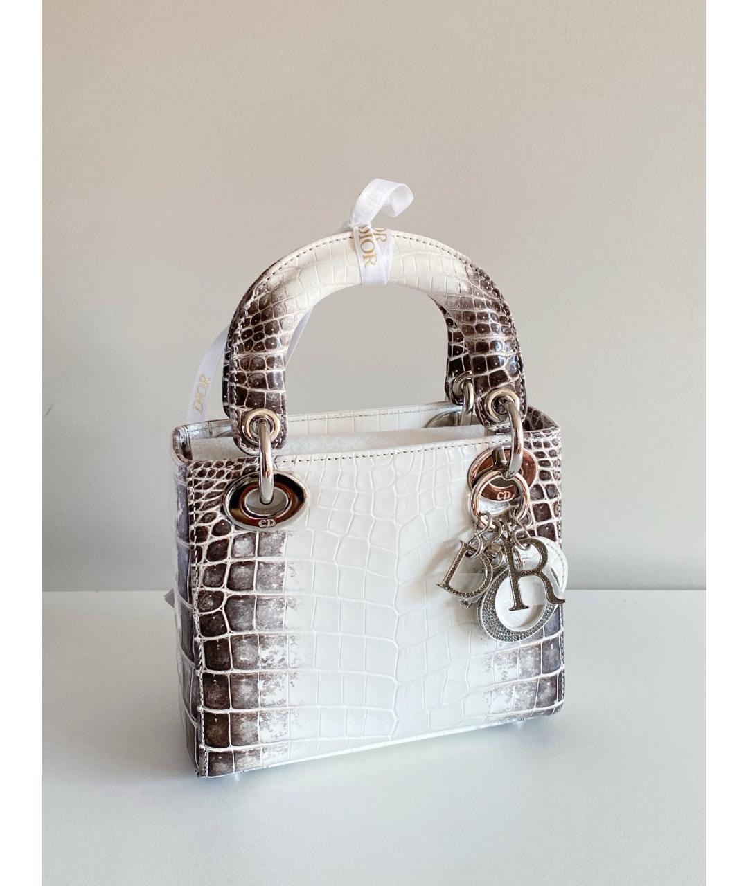 CHRISTIAN DIOR Белая сумка с короткими ручками из экзотической кожи, фото 7