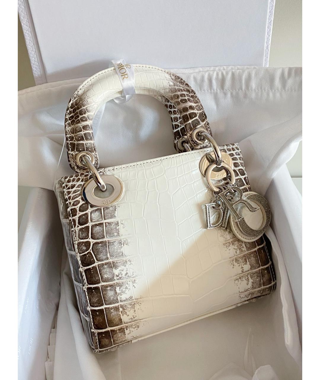 CHRISTIAN DIOR Белая сумка с короткими ручками из экзотической кожи, фото 5
