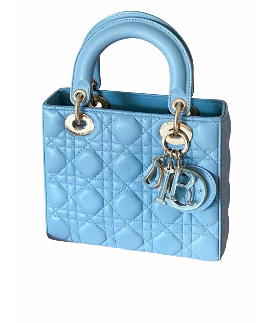 CHRISTIAN DIOR Голубая кожаная сумка с короткими ручками, фото 1