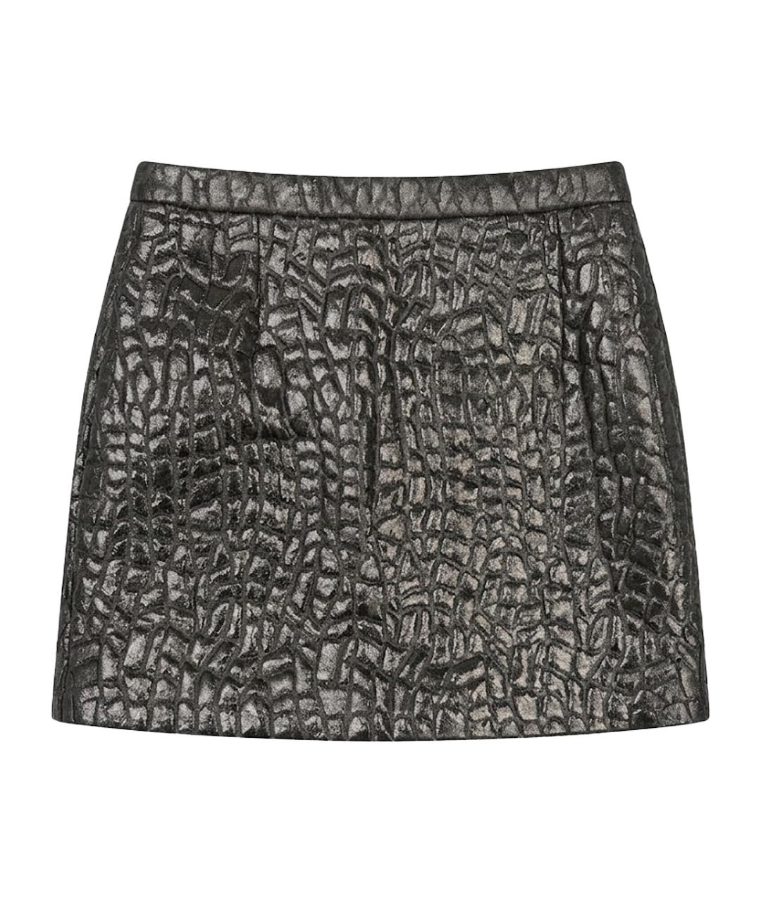 SAINT LAURENT Черная кожаная юбка мини, фото 1