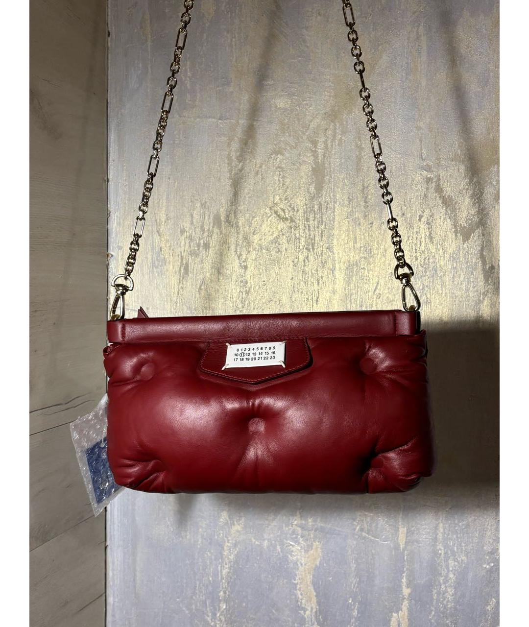 MAISON MARGIELA Бордовая кожаная сумка через плечо, фото 7