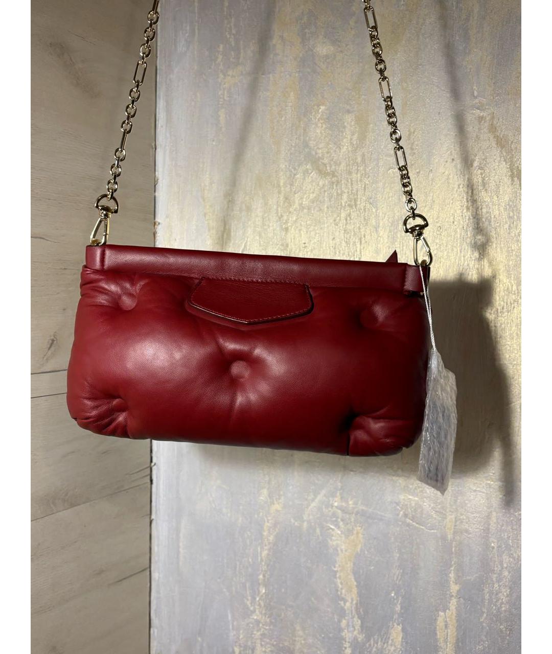 MAISON MARGIELA Бордовая кожаная сумка через плечо, фото 3