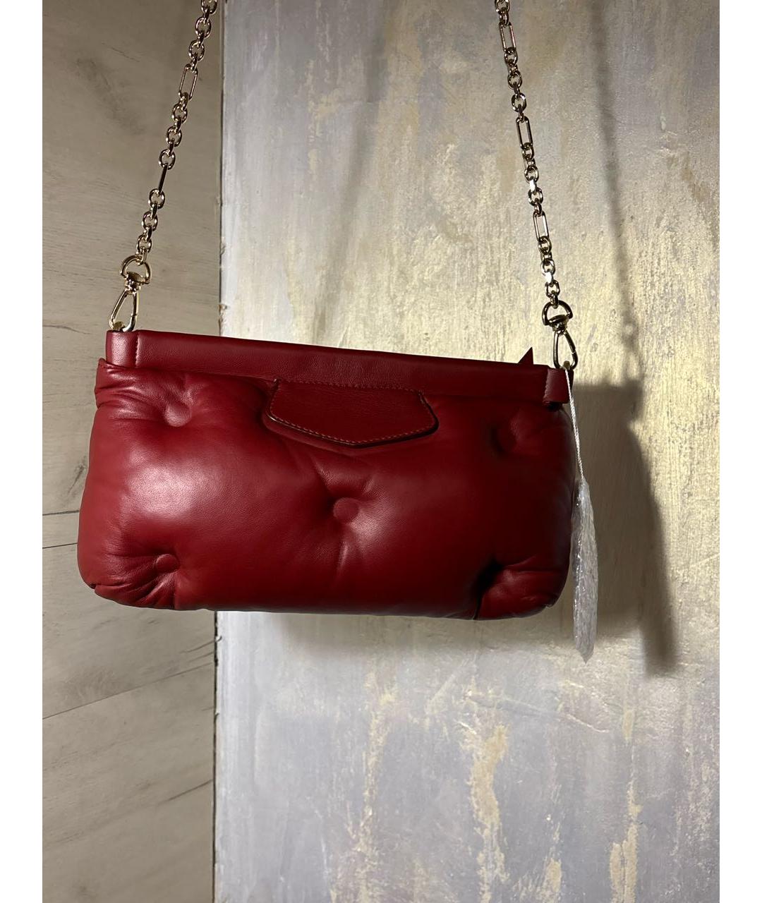 MAISON MARGIELA Бордовая кожаная сумка через плечо, фото 2