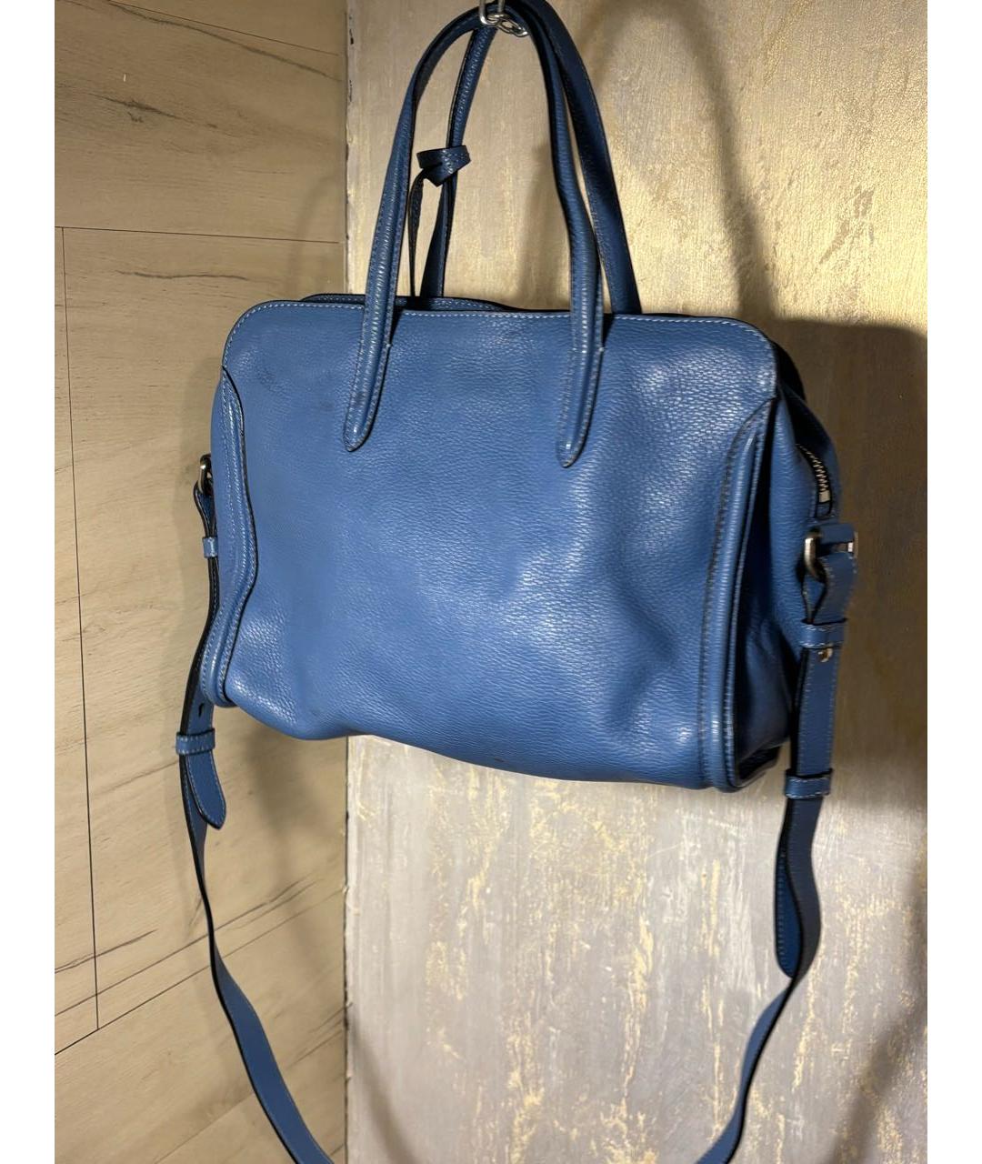 ALEXANDER MCQUEEN Голубая кожаная сумка через плечо, фото 2