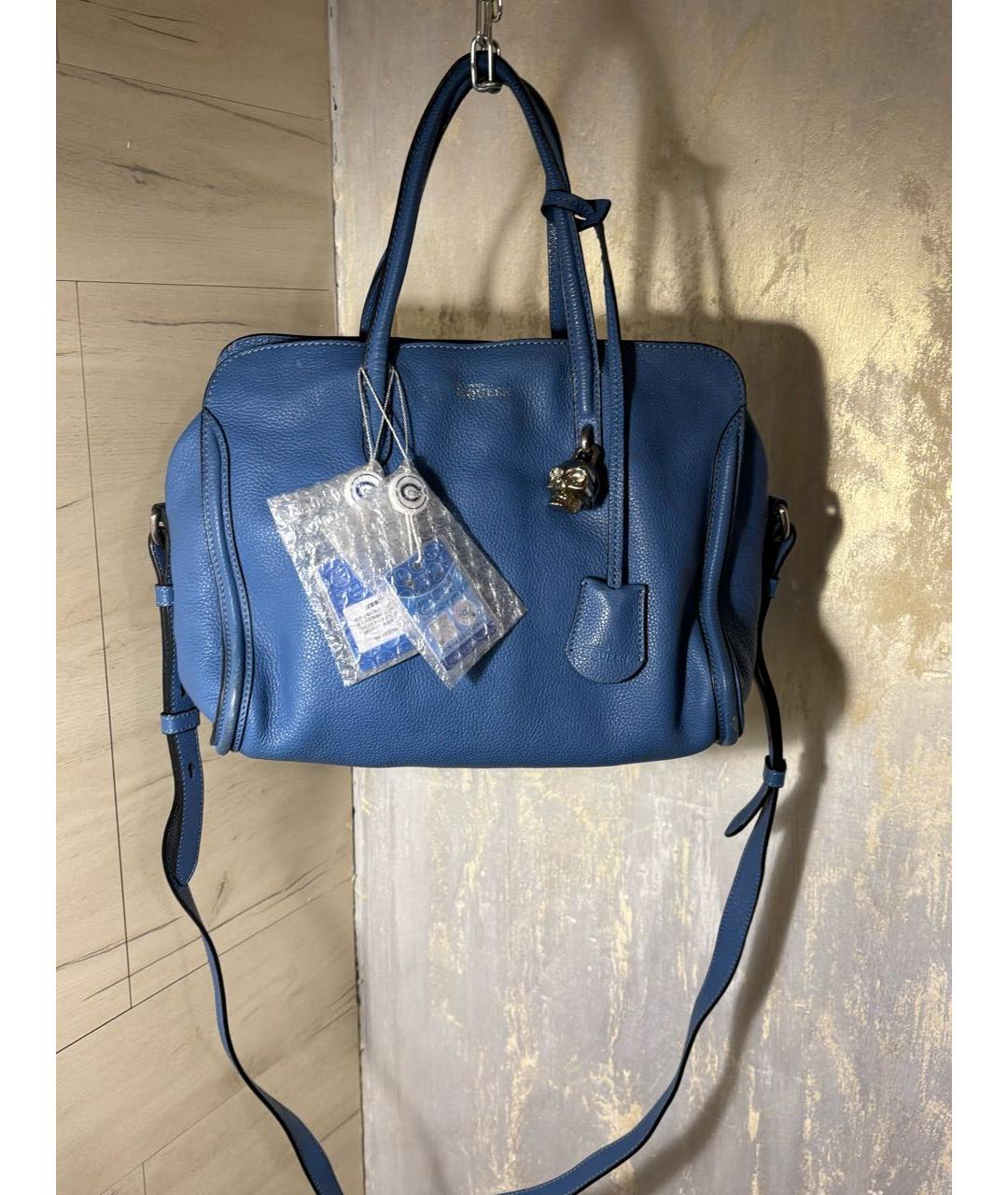 ALEXANDER MCQUEEN Голубая кожаная сумка через плечо, фото 6