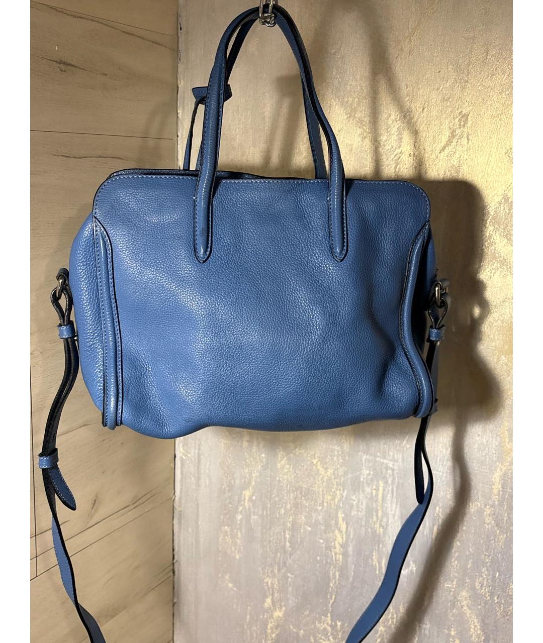 ALEXANDER MCQUEEN Голубая кожаная сумка через плечо, фото 3