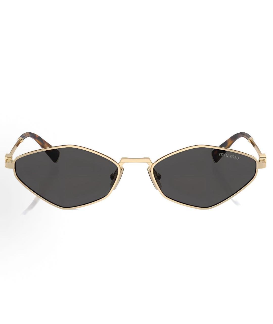 MIU MIU Золотые металлические солнцезащитные очки, фото 7