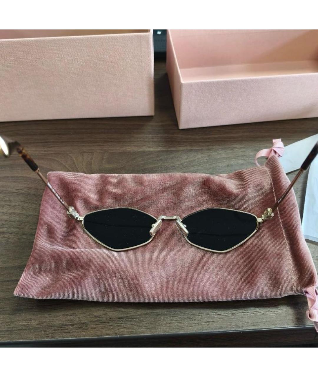 MIU MIU Золотые металлические солнцезащитные очки, фото 6