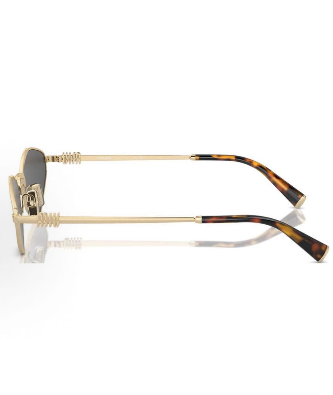 MIU MIU Золотые металлические солнцезащитные очки, фото 3