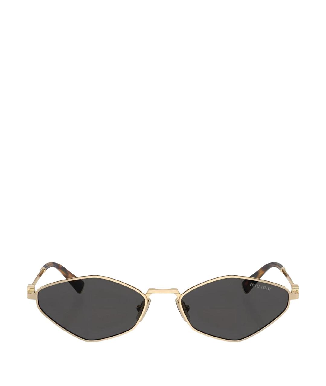MIU MIU Золотые металлические солнцезащитные очки, фото 1