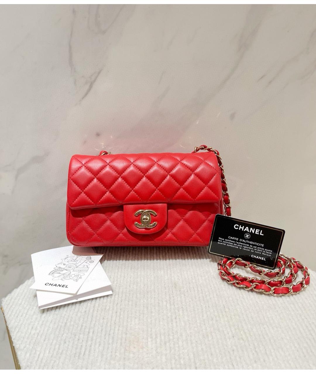 CHANEL Красная кожаная сумка через плечо, фото 2