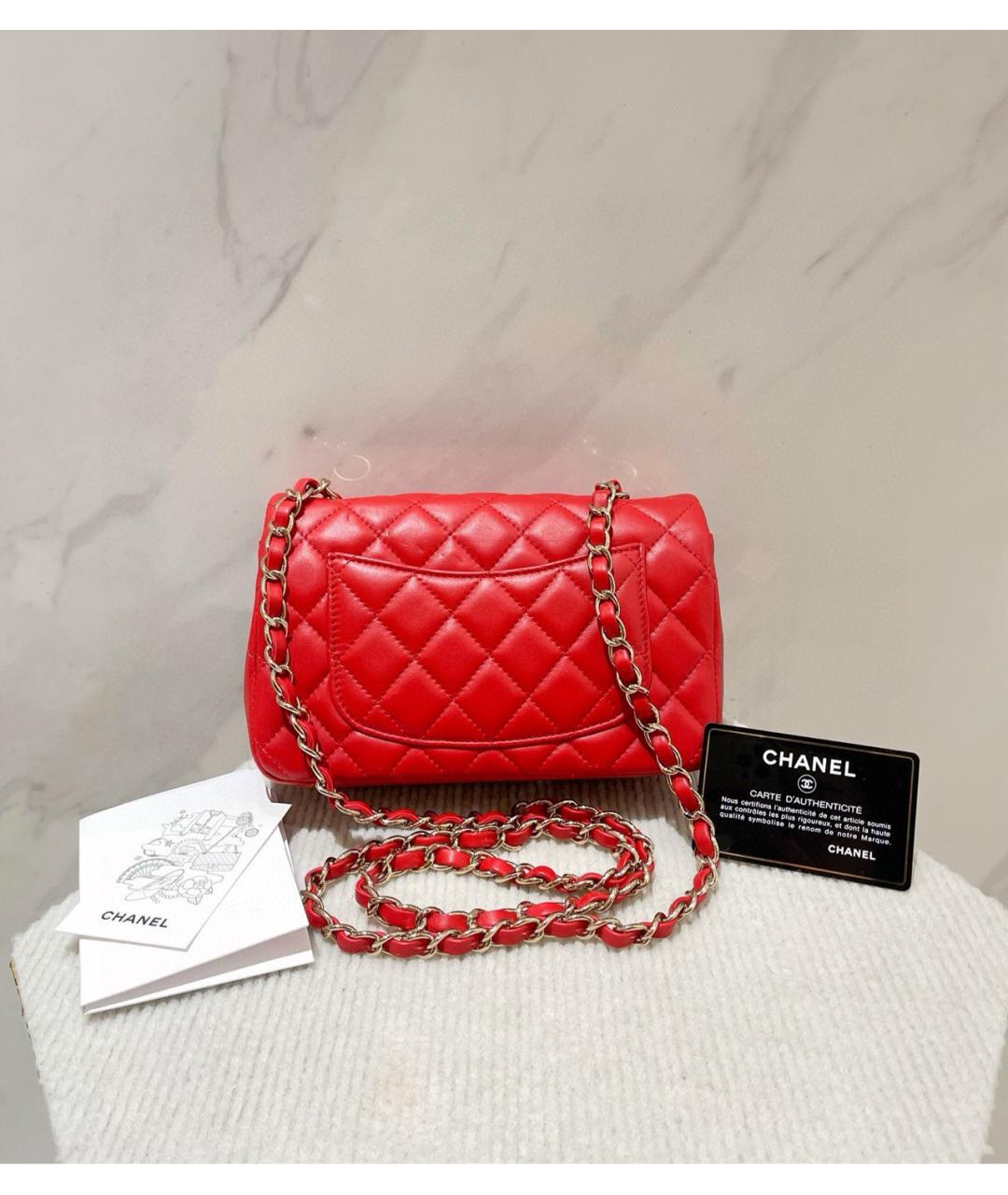 CHANEL Красная кожаная сумка через плечо, фото 3