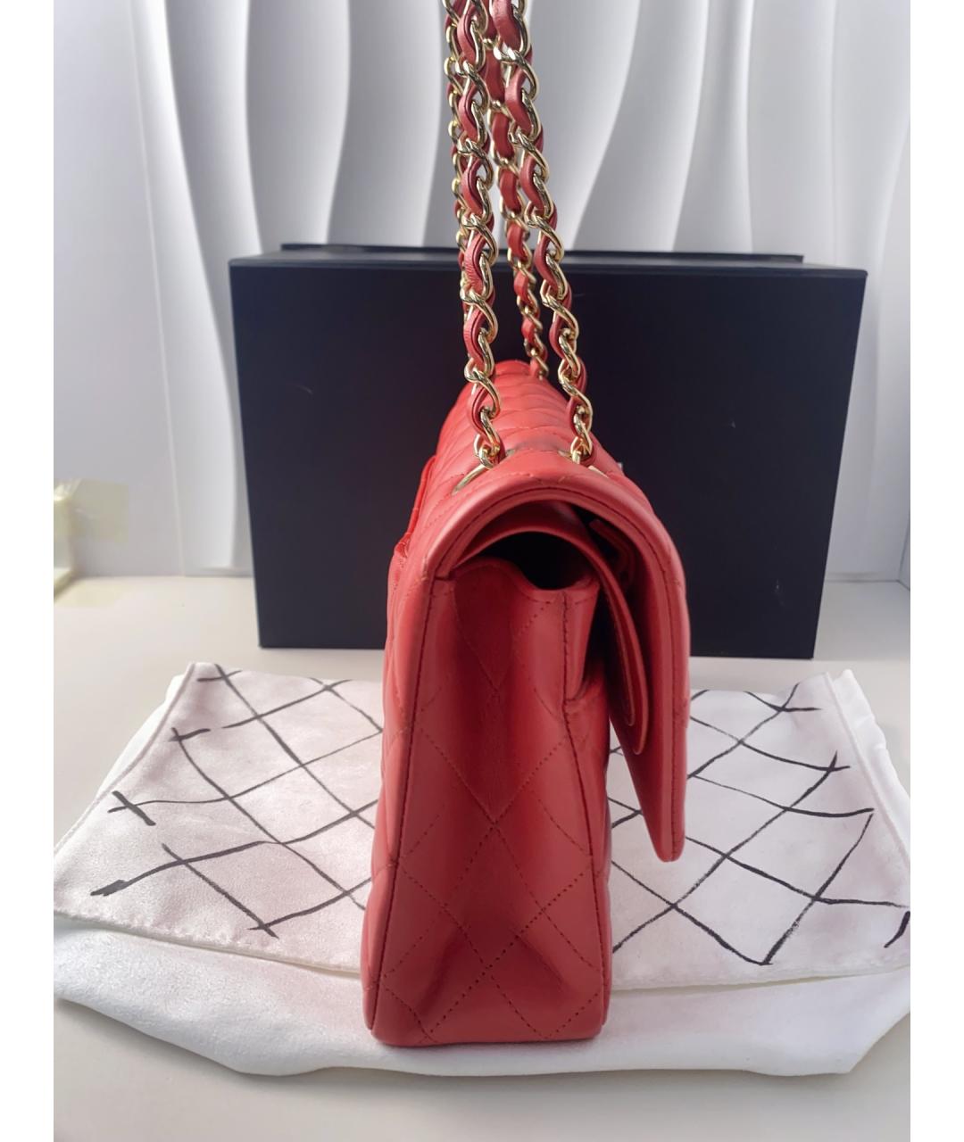 CHANEL Красная кожаная сумка через плечо, фото 4