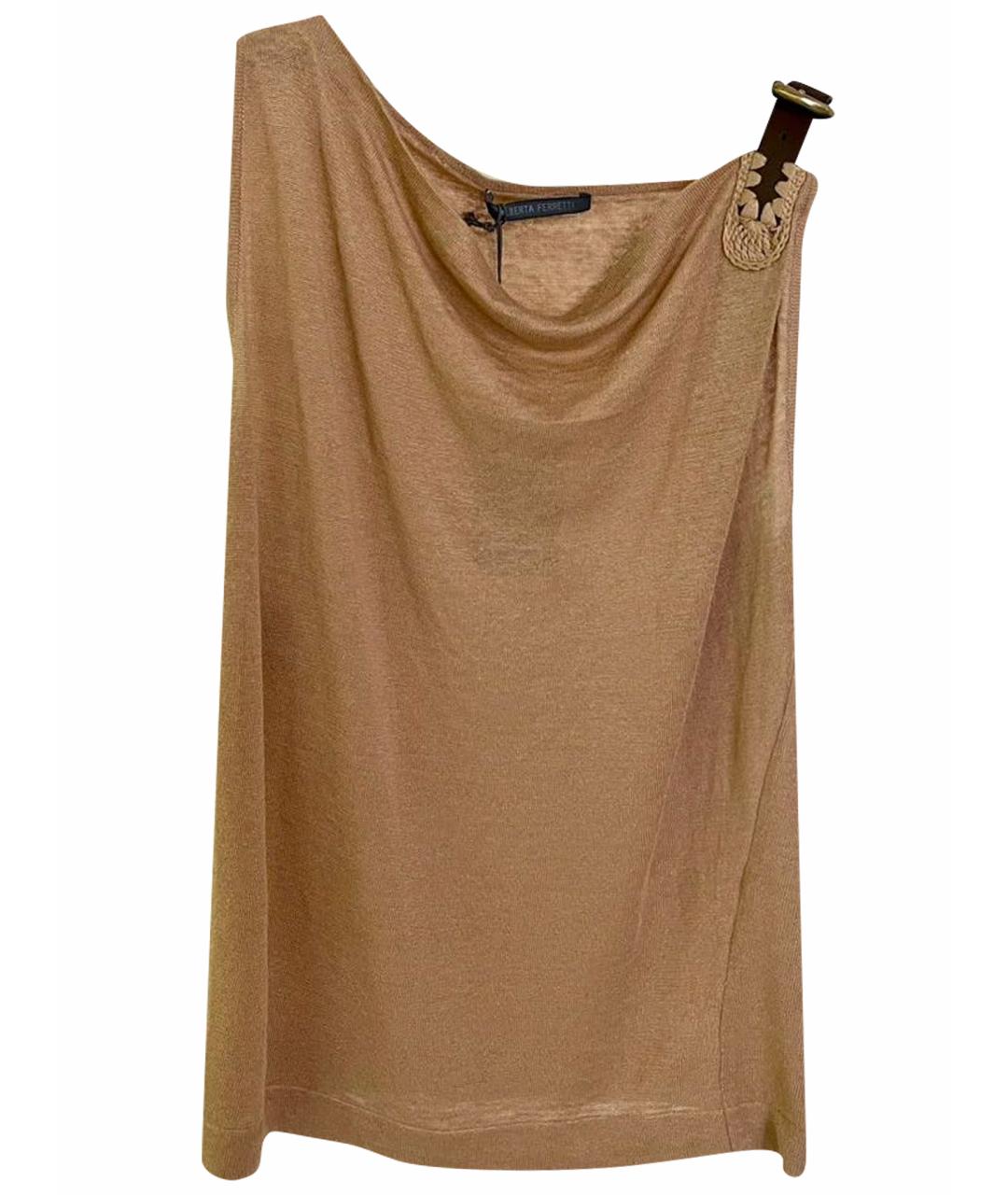 ALBERTA FERRETTI Бежевая льняная майка, фото 1