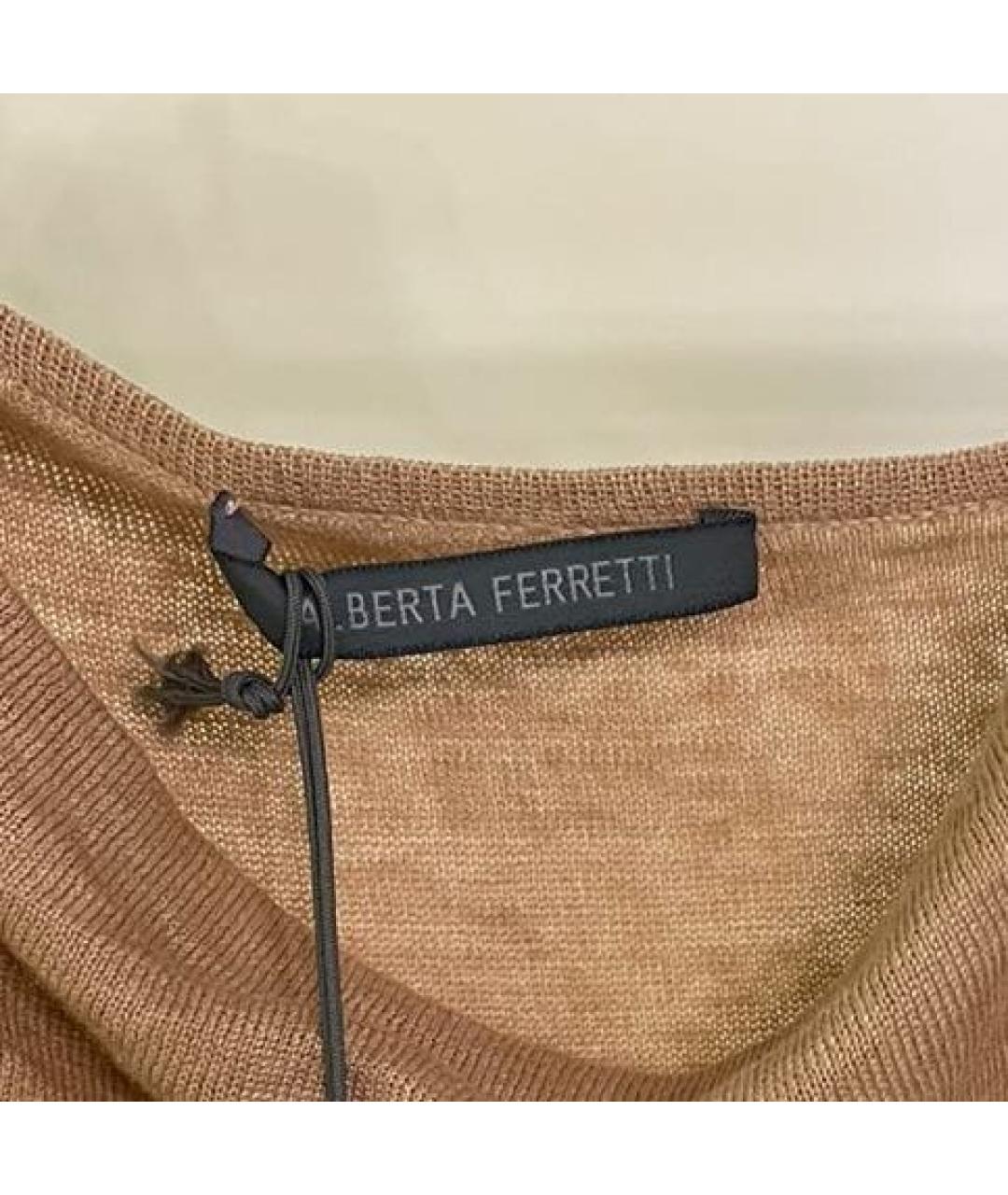 ALBERTA FERRETTI Бежевая льняная майка, фото 5