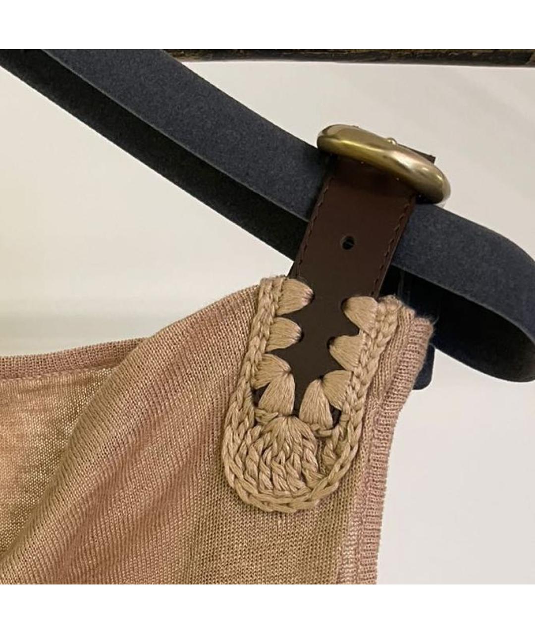 ALBERTA FERRETTI Бежевая льняная майка, фото 3