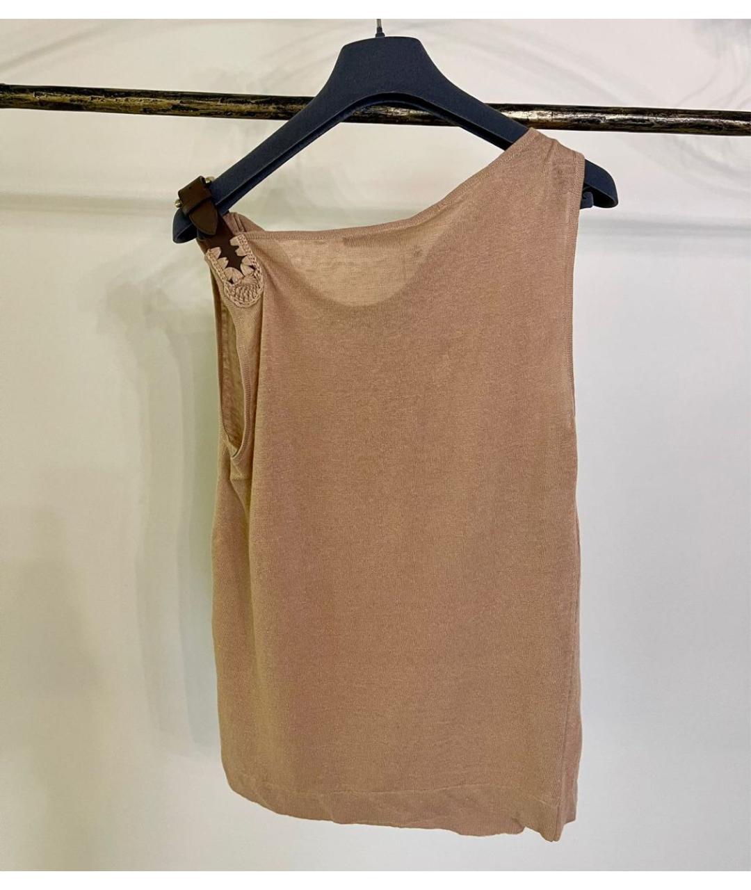 ALBERTA FERRETTI Бежевая льняная майка, фото 2