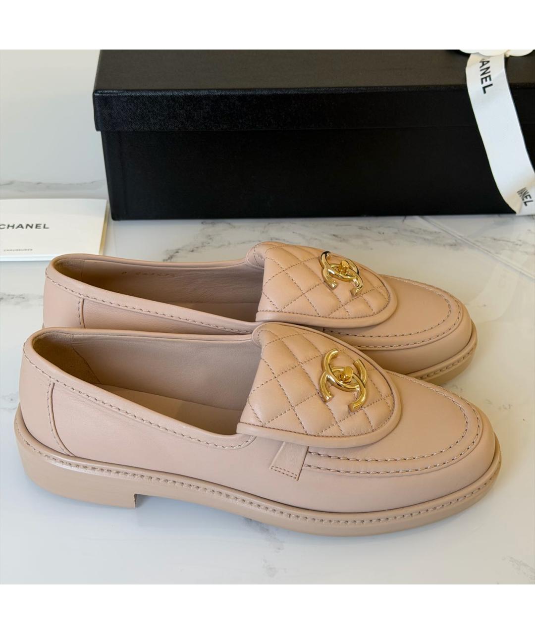 CHANEL Бежевые кожаные лоферы, фото 7