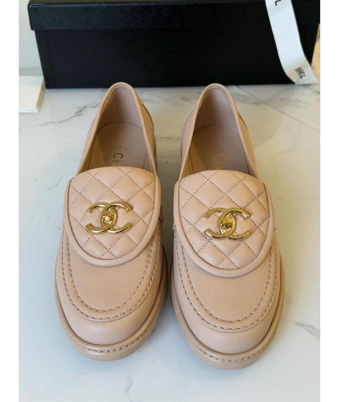 CHANEL Бежевые кожаные лоферы, фото 2