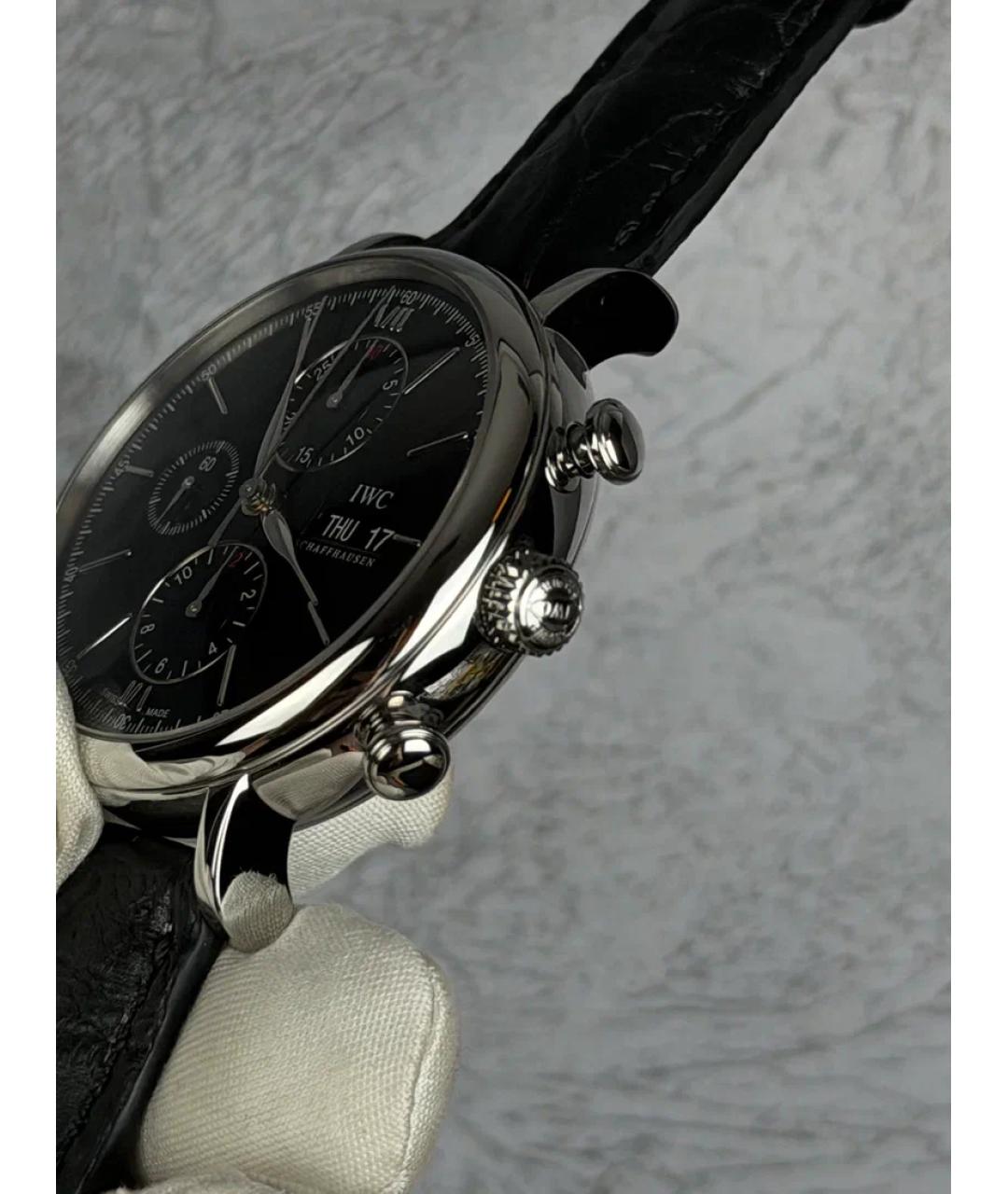 IWC Черные металлические часы, фото 3
