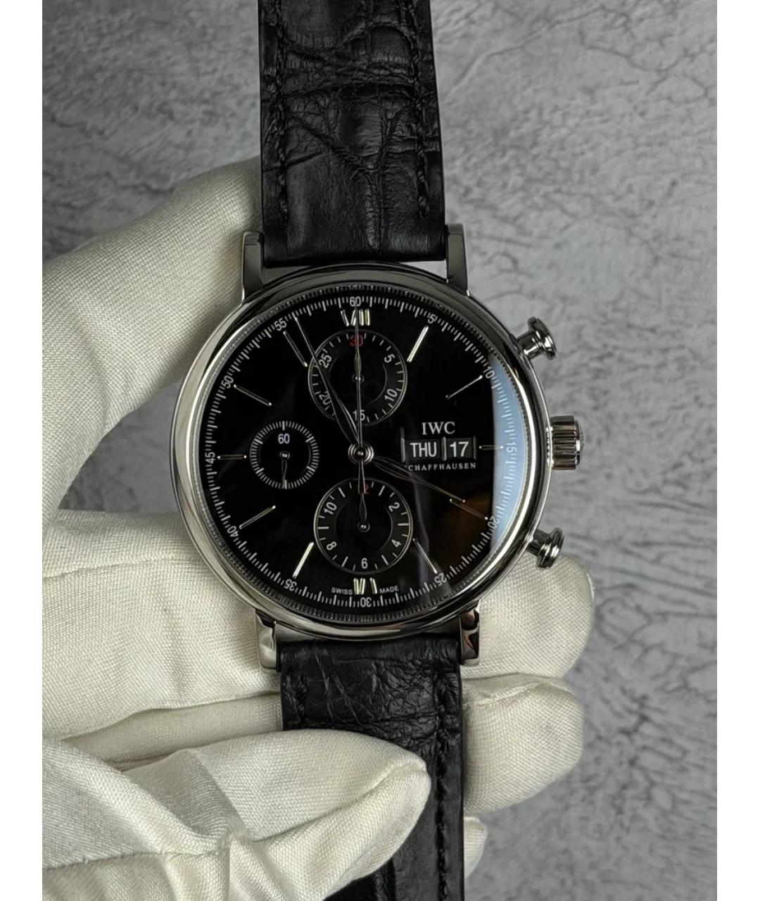 IWC Черные металлические часы, фото 2