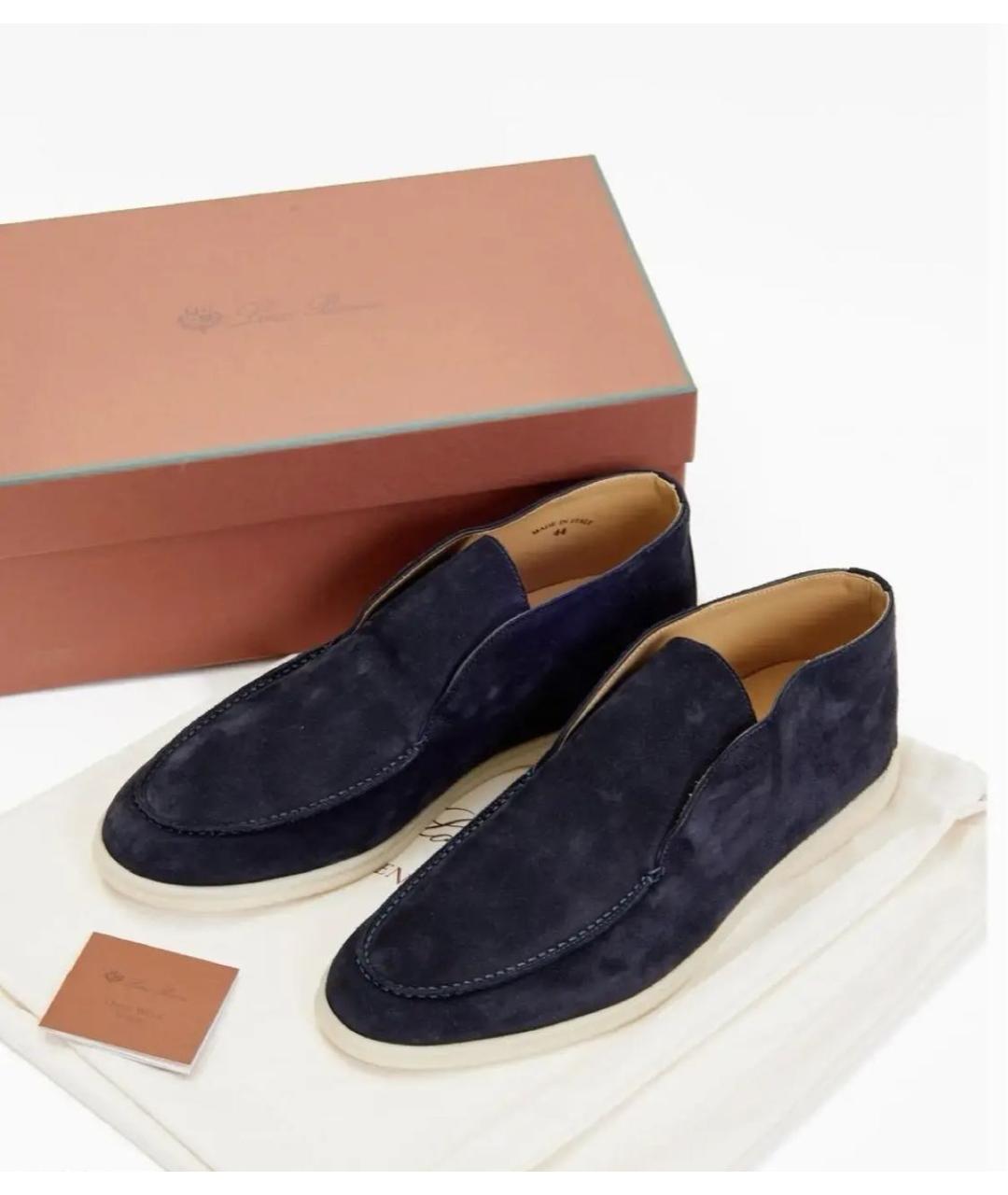LORO PIANA Темно-синие замшевые лоферы, фото 3