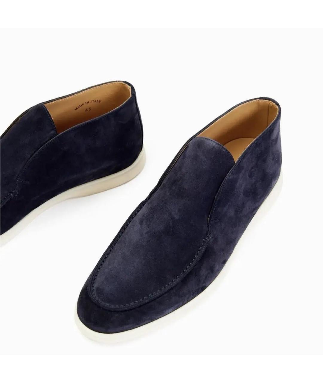 LORO PIANA Темно-синие замшевые лоферы, фото 2