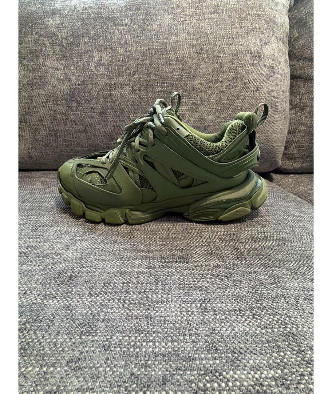 BALENCIAGA Зеленые текстильные низкие кроссовки / кеды, фото 5