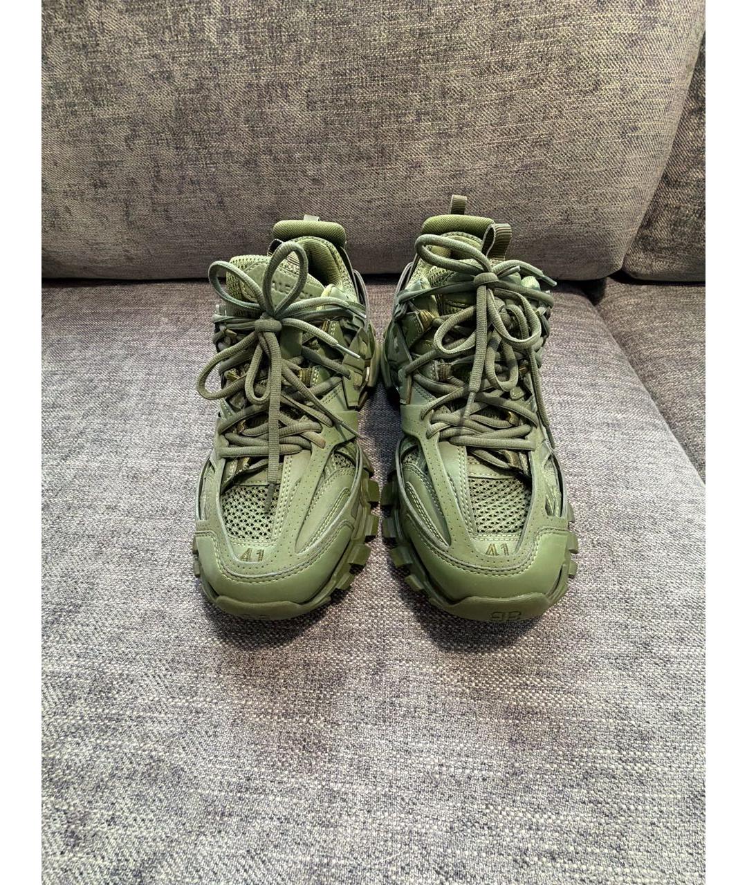 BALENCIAGA Зеленые текстильные низкие кроссовки / кеды, фото 2