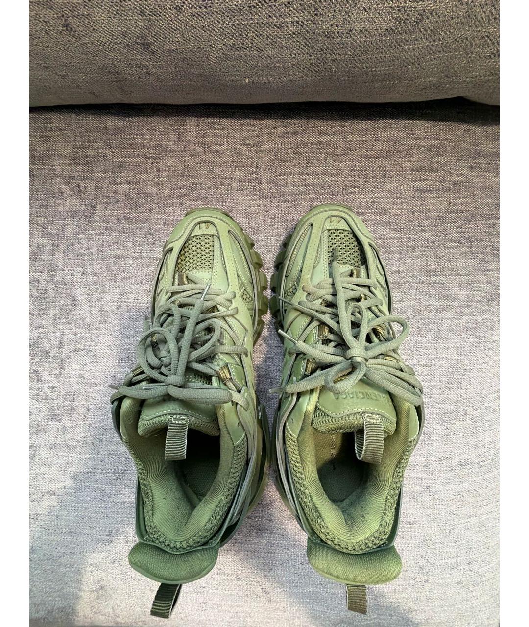BALENCIAGA Зеленые текстильные низкие кроссовки / кеды, фото 3