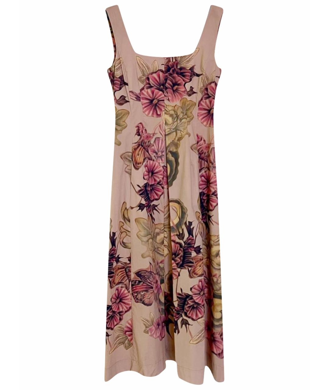 ALBERTA FERRETTI Розовое хлопко-эластановое повседневное платье, фото 1