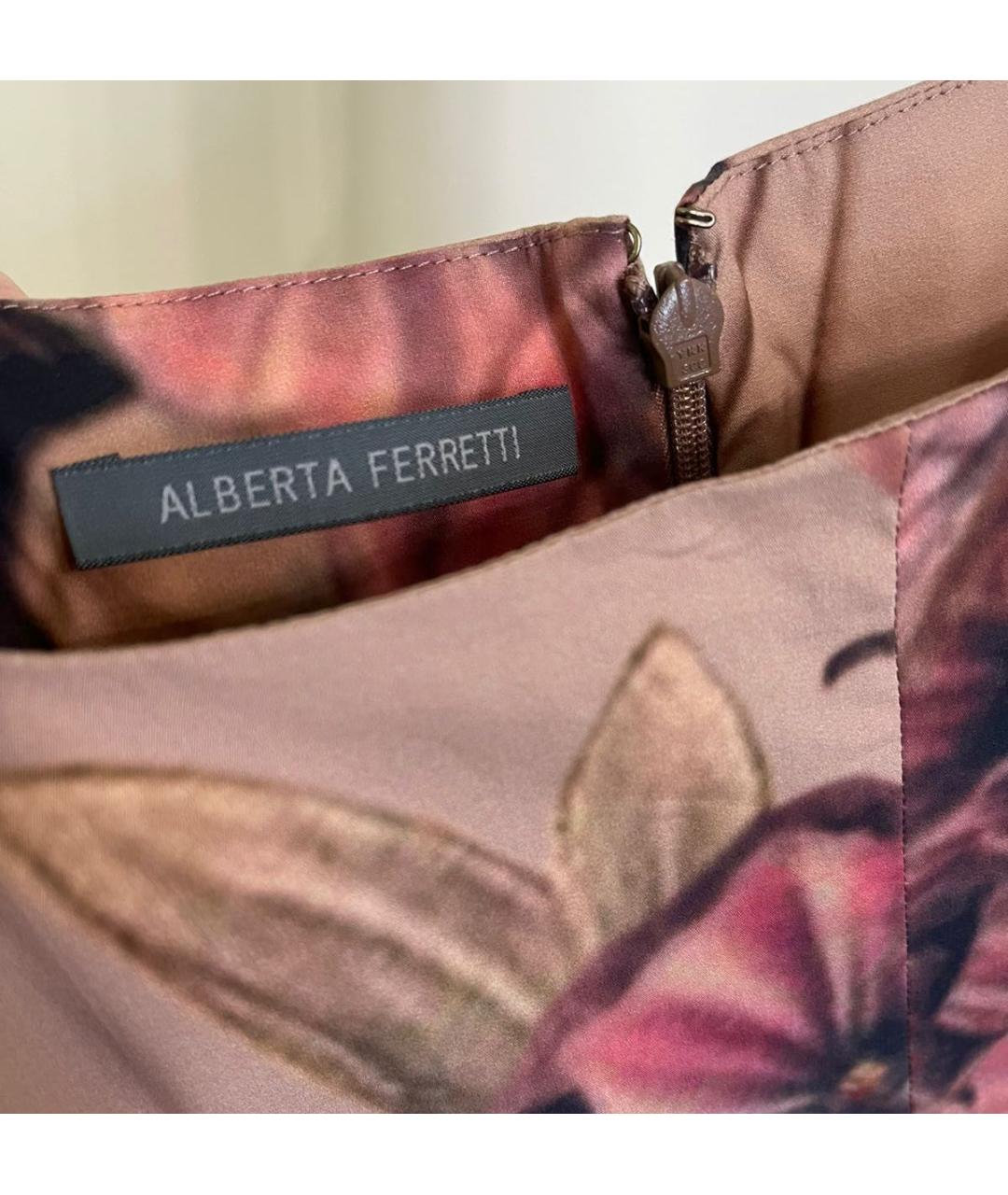 ALBERTA FERRETTI Розовое хлопко-эластановое повседневное платье, фото 4