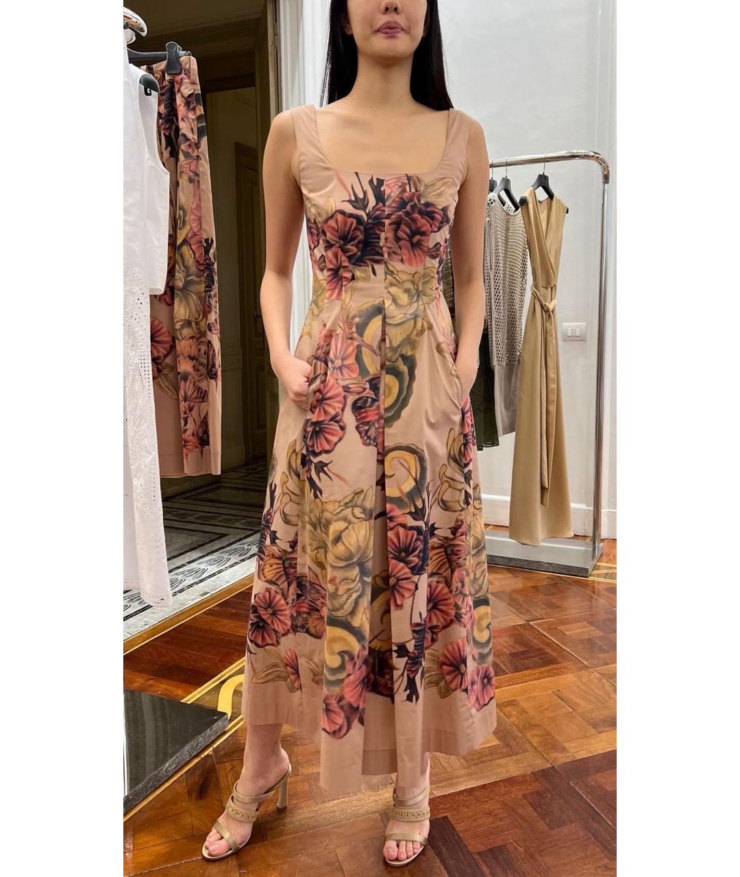 ALBERTA FERRETTI Розовое хлопко-эластановое повседневное платье, фото 5