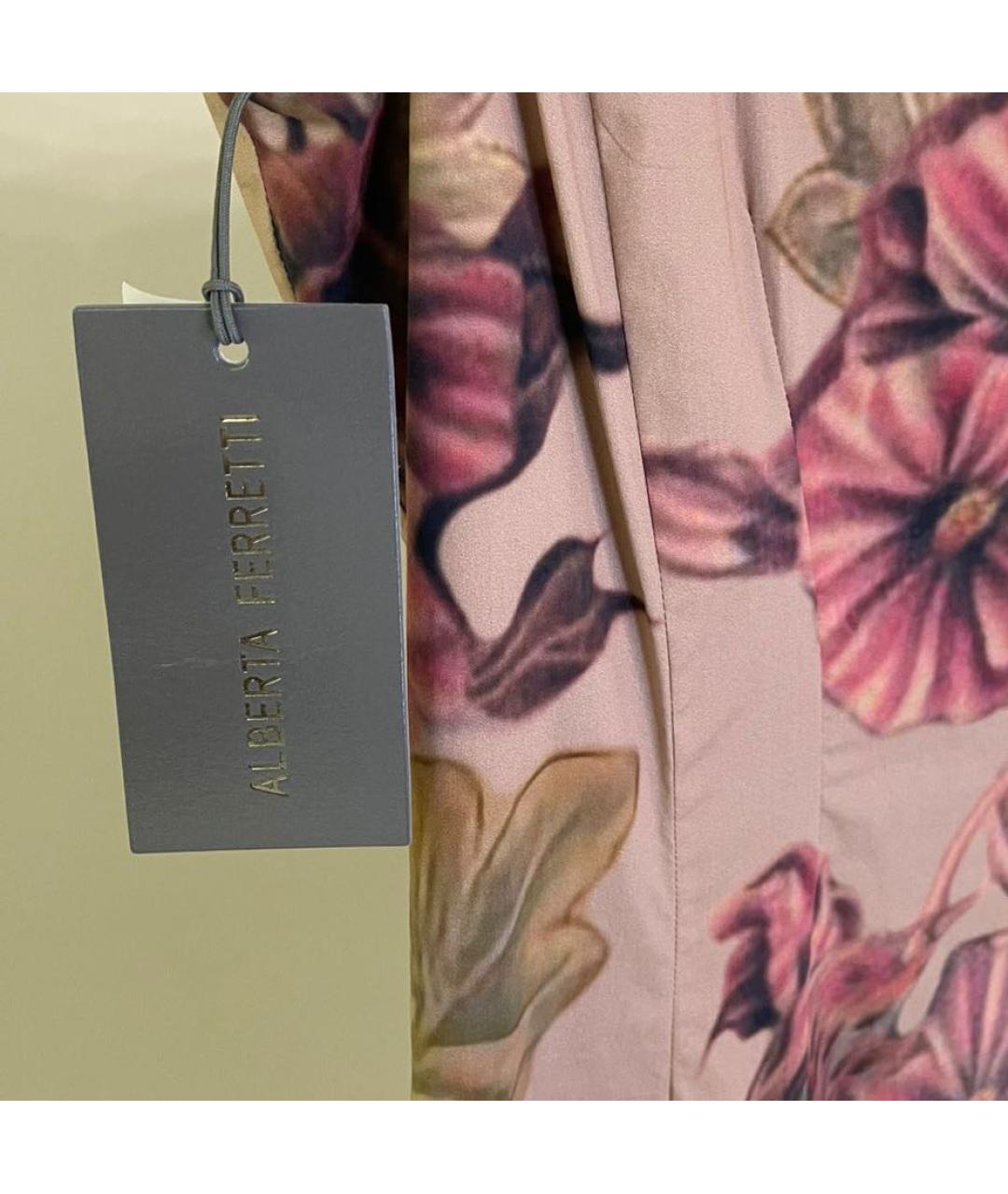 ALBERTA FERRETTI Розовое хлопко-эластановое повседневное платье, фото 3