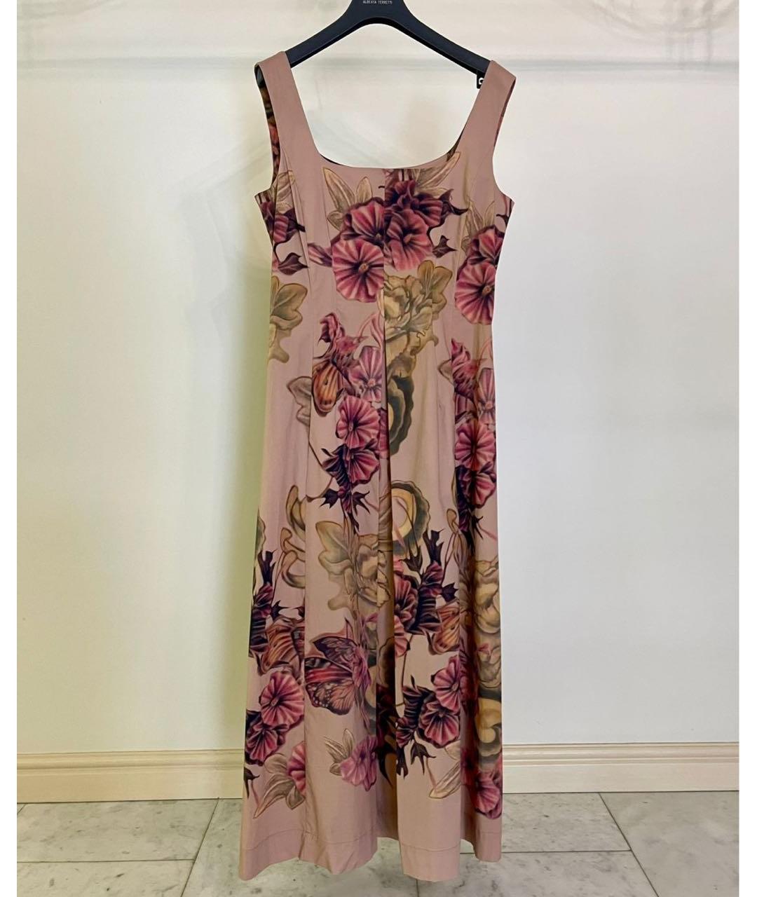 ALBERTA FERRETTI Розовое хлопко-эластановое повседневное платье, фото 6