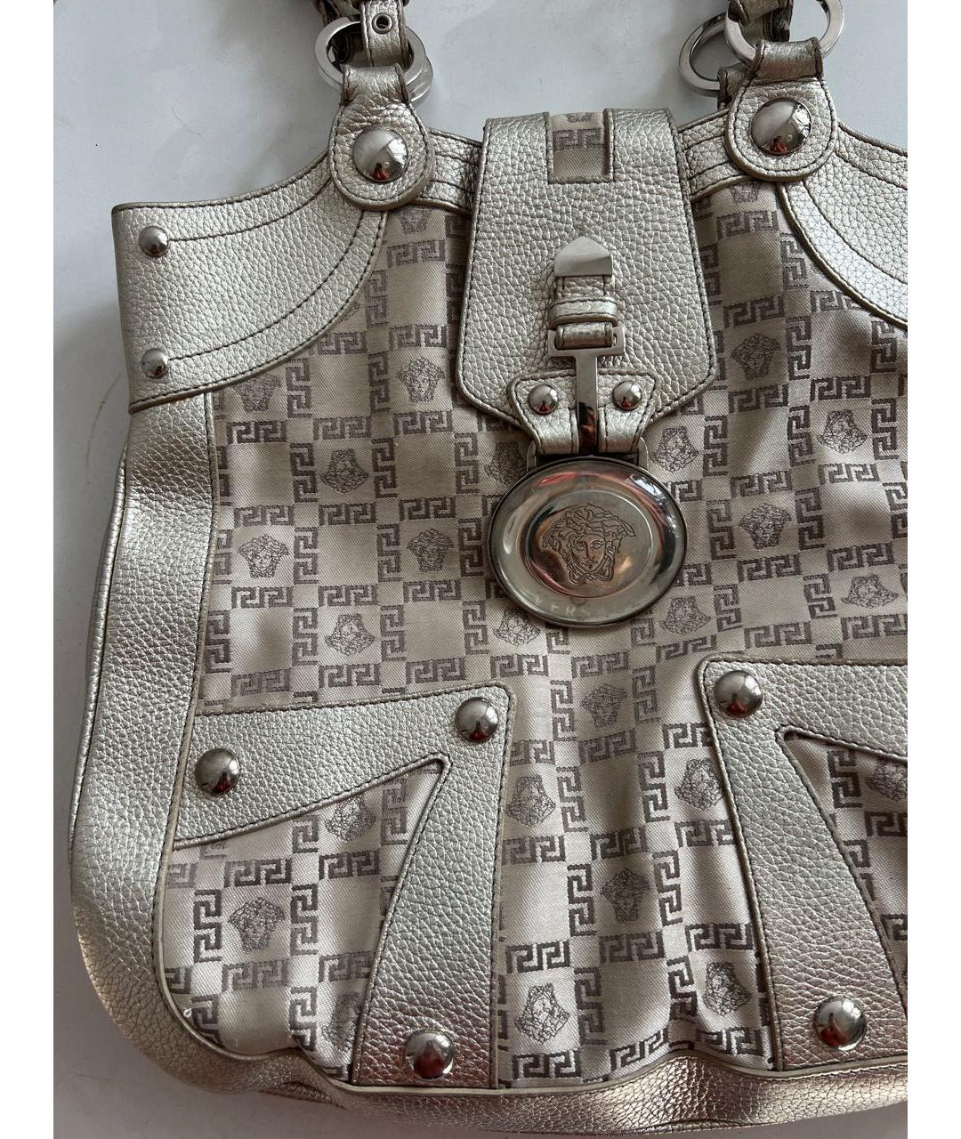 VERSACE Золотая кожаная сумка с короткими ручками, фото 2